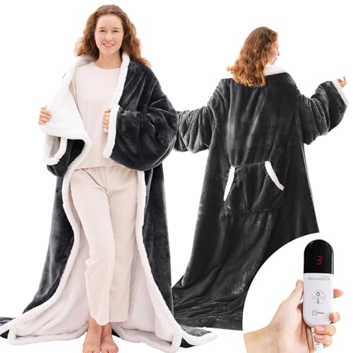 JOLLYVOGUE Wearable Heated Blanket - Heating Electric Blanket with Sleeves & Foot Pocket, Heated...