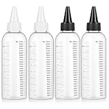guduling 4 frascos de 250 ml, aplicador de pelo, botella de plástico con escala y tapón roscado, botellas de salsa para colorear, aceite para el cabello o especias, vinagre
