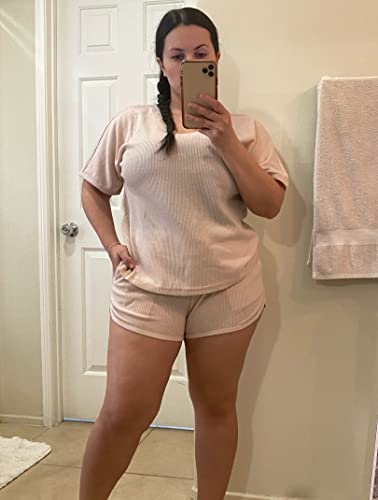 Ekouaer Cotton Pajamas For Women Shorts Set Waffle Knit Pjs Soft Loungewear Comfy Sleepwear Two Piecr Ladies Matching Set Khaki M #TOP4