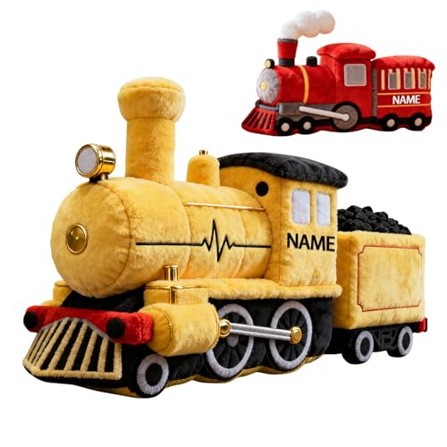 PCxfeeg Personalized Cartoon Train Shaped Throw Pillows Custom Hugging Train Plush Car Stuffed Pillow Couch Bed Living Room Kids Bedroom Decor for Boys Girls in Christmas Birthday 2
