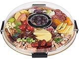 Round Charcuterie Board with Clear Lid, Travel Picnic Portable Cheese Board Charcuterie Boxes, Meat Fruit Serving Tray Platter, House Warming Gifts New Home, Gifts for Women
