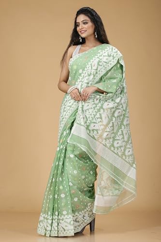 Image of OISHANI SAREE GHOR Women's Traditional Bengal Cotton Silk Soft Jamdani Saree - Beautiful design and Quality - Without Blouse Piece