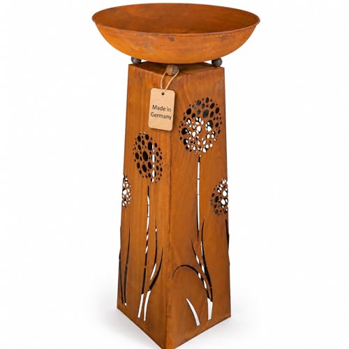 Rostikal Edelrost Pflanzsäule mit Schale 118 cm – Cortenstahl...