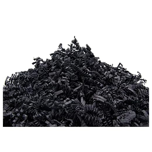 YOTEI SPIRIT® 1kg Papel Negro Triturado para Relleno – Virutas de Papel para Regalos, Cestas, Cajas y Paquetes – Material de Embalaje de Protección y Decoración (Negro, 1kg)
