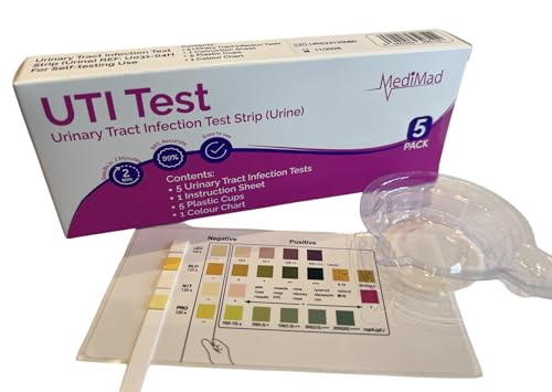 5 Pack - Urinary Tract Infection Urine Test Strips Tests 4 Key UTI Indicators, Leukocytes, Nitrites, Protein & Blood