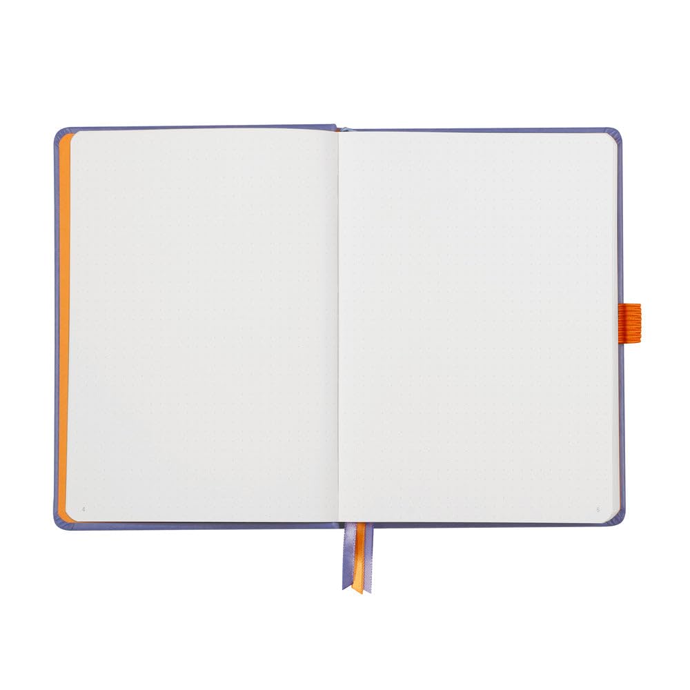 RHODIA 118578C - Carnet Rigide Goalbook Iris - A5 14,8 x 21 cm - Pointillés Dot - 240 pages - Papier Clairefontaine Blanc 90 g/m² - 3 Rubans, Fermeture Élastique - Simili Cuir