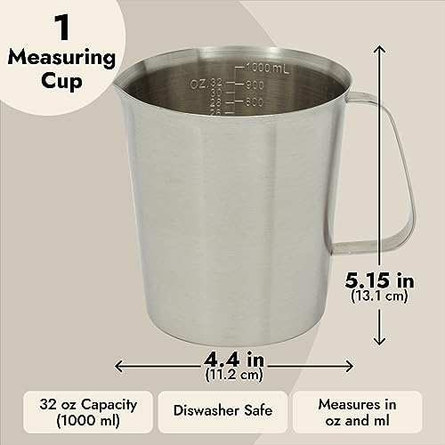 Vaso medidor de acero inoxidable Juvale 32 oz con asa miniatura 5