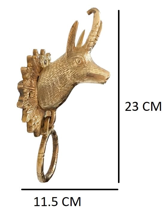 athizay Capricorn sun sign Brass Door Knocker, Victorian-Style Animal Figurine, Mountain Goat Design, Gold Finish - Image 2