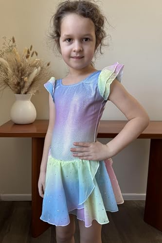 Image of Arshiner Girls Ruffle Sleeve Ballet Dance Dress Tutu Skirted Leotard