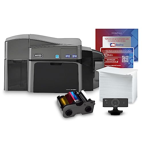 Fargo DTC1250e Dual Sided ID Card Printer & Complete Supplies Package...