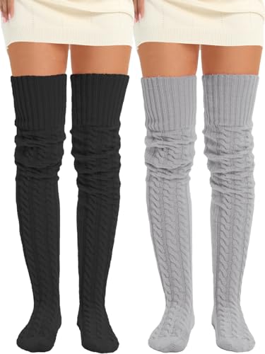 Image of Women's Thigh High Knitted Winter Boot Socks Vintage Extra Long Leg Warmer Over Knee High Stockings