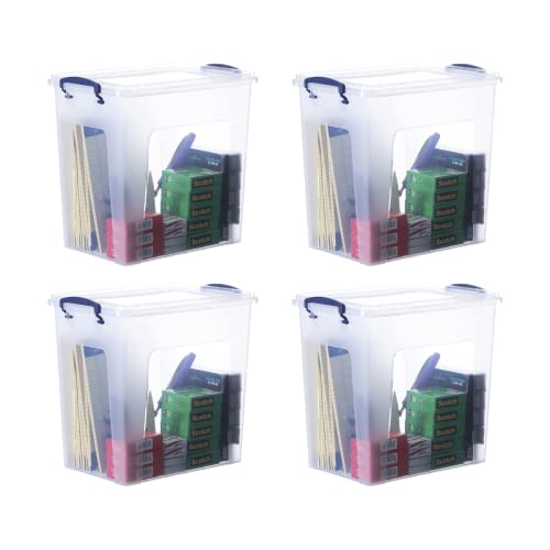Image of Superio 14.7 Quart Clear Plastic Storage Boxes with Lids, Stackable Organizer Containers, BPA-Free Storage Bins for Home, Office, School & Dorm, 4 Pack