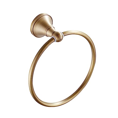 SOESFOUFU Round Antique Brass Towel Ring Elegant Hanging Towel Rack for Bathroom Durable Design for Home Hotel and Public Toilets Classic Style for Any Decor