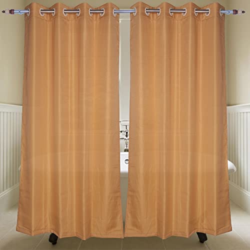 Image of 243 cm (8 ft) Waterproof Shower Curtain with Eyelets | Window Polyester Fabric Zigzag Design | Golden Colour | (Pack of 4) | Waterproof Fabric Bathroom Shower Curtain | 243 L x 121 W cm