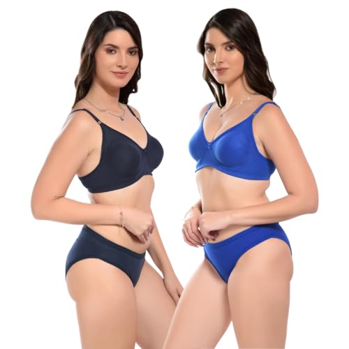 Image of SGC Women Cotton Blend Lingerie Set||Lightly Padded Wirefree Bra & Panty Set||Bridel Set for Women & Girls