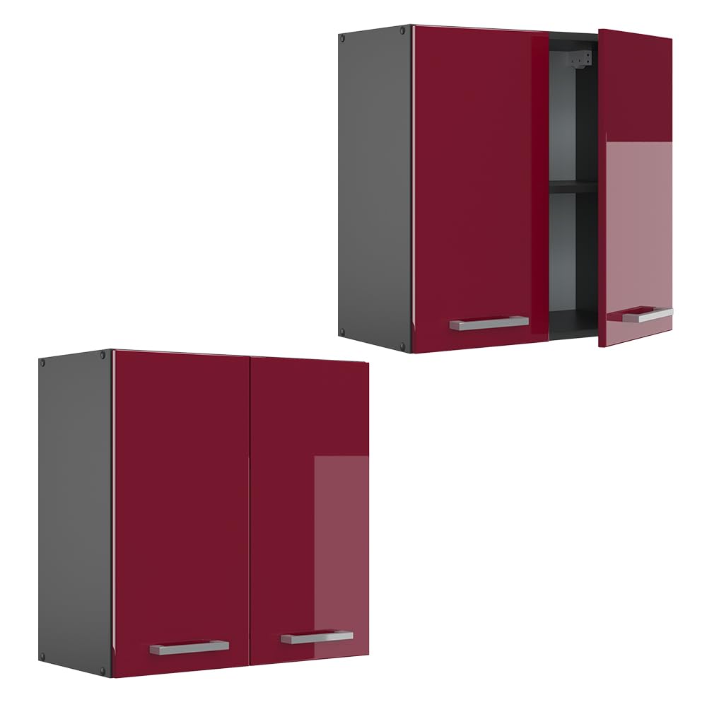 Vicco Armario Colgante R-Line, Rojo de Alto Brillo, 60 cm, para combinación Libre Dentro de Sistemas de Cocina modulares