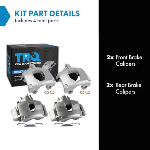 Image of TRQ Front and Rear Brake Caliper Set Zinc Coated Brackets Compatible with 2001-2007 Chrysler Town and Country 2001-2007 Dodge Caravan Grand Caravan
