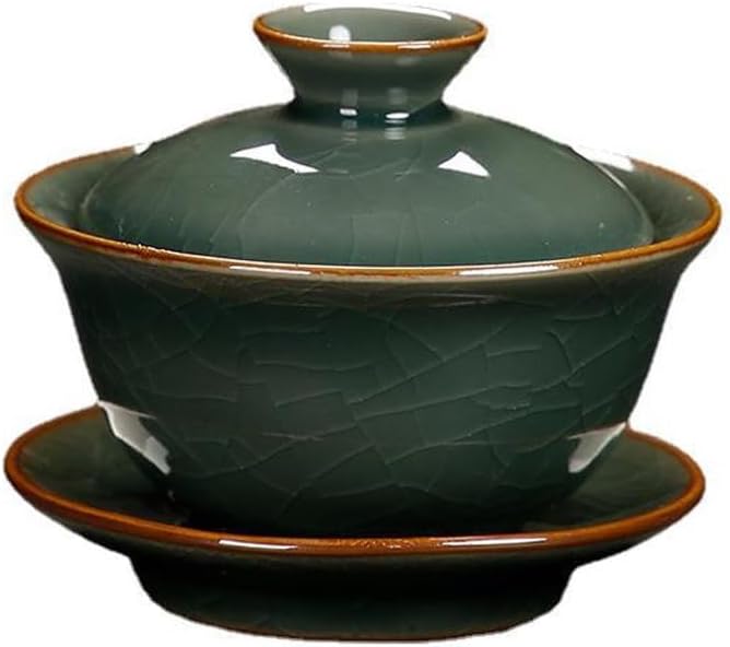 Ru Kiln Covered Bowl Teacup Sancai Set Tea with Cover Single Ceramic Kung Fu Can Be Raised Tureen