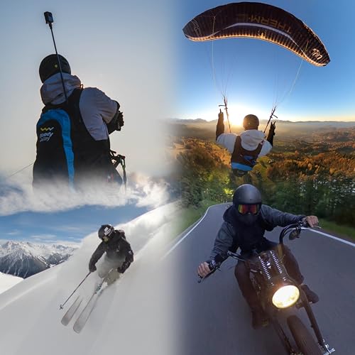 Apex Accessories Palo selfie invisible, extensible hasta 117 cm, 1 pieza, cámara de acción, varilla de aluminio para selfie, palo de mano, monopié, polo, barra telescópica - imagen 2