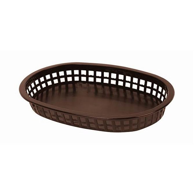 FSE Plastic Oblong Food Basket, Brown, 10-3/4" x 7" x 1-1/2", 12-Pack