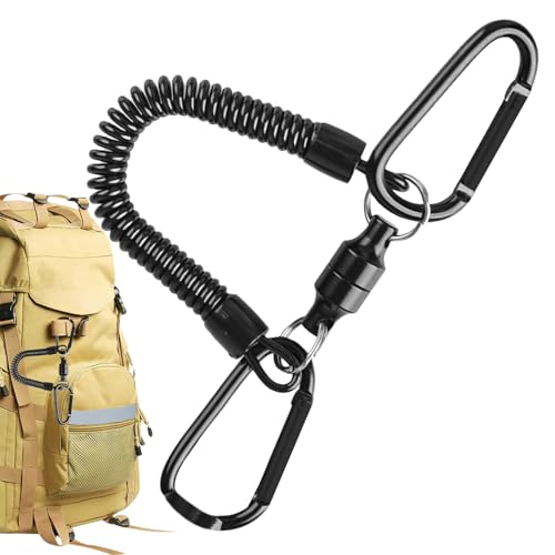 Mosquetón de mochilero, resistente, mosquetón de camping, cuerda de resorte con hebilla magnética para viajes, camping, pesca, senderismo, montañismo, mochilero, equipo de aventura al aire libre