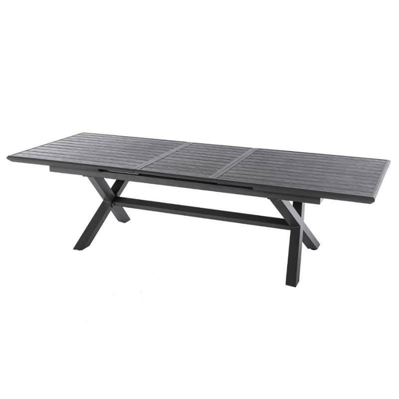 Hespéride - Tavolo da giardino allungabile Axiome, grigio scuro - 10 posti - Alluminio verniciato a polvere epossidica antiruggine - Mobili da esterno con estensione automatica
