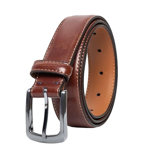 Vince Camuto Belts Men | Belt with Edge Stitch Detailing and a Nickle Finish Belt Buckle