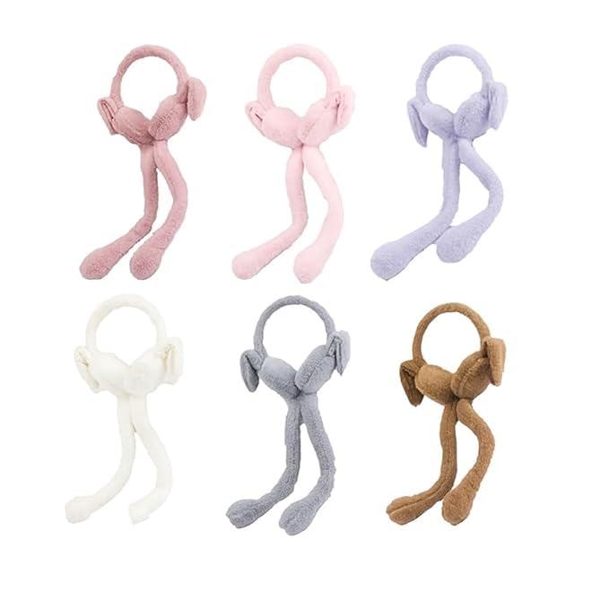 Pack of 1 Piece Plush Winter Ear Muffs for Kids and Adults | Chu Chu Sound Fluffy Fur Ear Warmer for Winter | Adjustable Headband | Cute Bunny Design (Random Colors)-picture-47