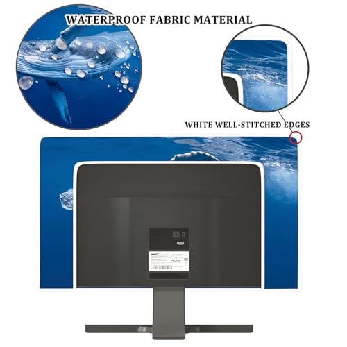 Image of Whale Waterproof Screen TV Cover 58,59,60 Inch Waterproof Marine Animals TVs Screen Covers Oceanic Themed Anti-Static Dustproof Protective Cover for Desktop TVs Hanging TV LED LCD OLED