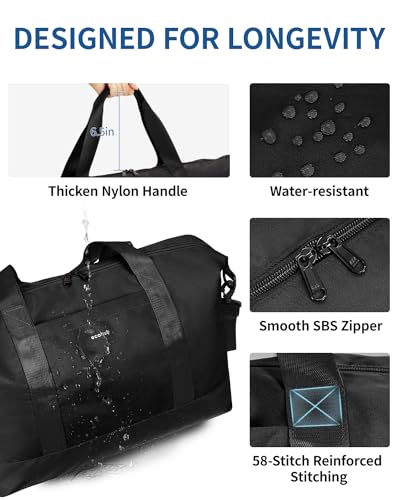 ECOHUB For Spirit Airlines Personal Item Bag 18x14x8 Underseat Carry on Luggage with Removable Wet Bag, Travel Duffel Bags Weekender for Women, 30L (Black) 5