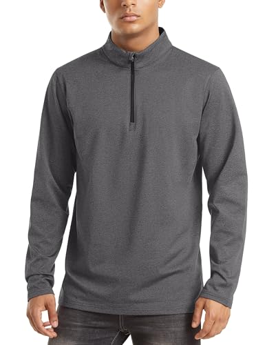 TACVASEN Men's Quarter Zip Pullover Long Sleeve Golf Sweatshirts 1/4 Zip Sweaters Winter Fleece Lined Thermal Shirt