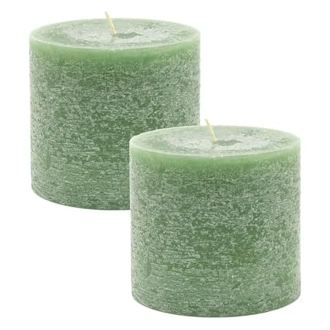 Pack of 2 Dark Green Pillar Candles Cover