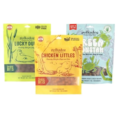 Polkadog Crunchy Training Bits - Bundle & Save 10%! Includes Chicken Littles, Green Monstah, & Lucky Duck Bits Cover
