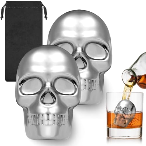 Moldes para cubitos de acero inoxidable con diseño de calavera, set de 2 miniatura 2