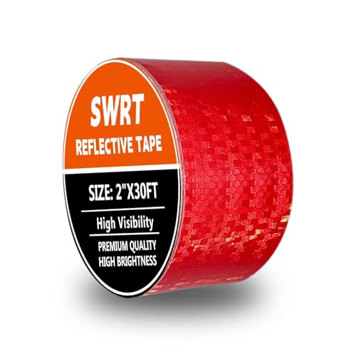SWRT Reflective Tape 2 Inch x 30 Feet DOT-C2 Shining Star Fade Resistant Red Reflective Tape Outdoor Waterproof Strong Adhesive Safety Warning Tape Reflector Conspicuity Tape for Trailer Trucks Bike