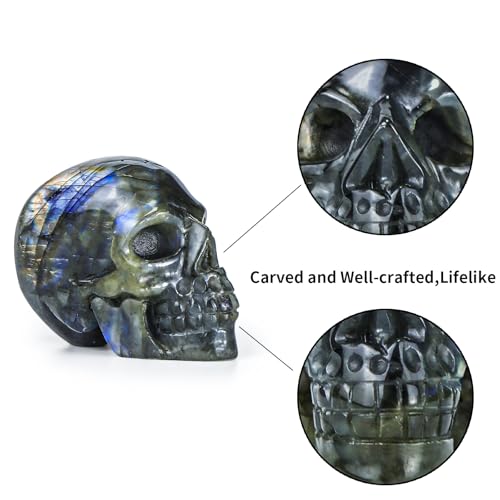 Figura calavera de cristal labradorita 1.8 pulg miniatura 4