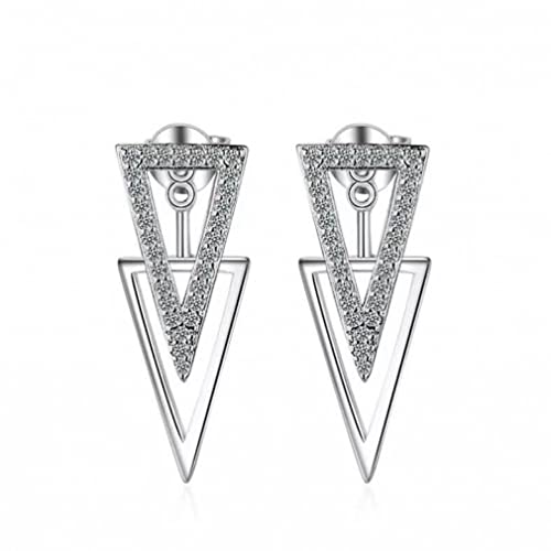 Boucles d'oreilles suspendues double triangle micro zircon légères et anti-allergies pour femmes
