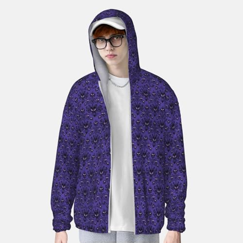 Men's Sun Hoodie Fishing Sun Shirts Haunted Mansion Print Uv Hoodie Jacket4