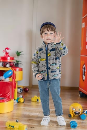 Image of Toddler Boys Girls Fleece Jacket Lightweight Fall Spring 2-12 Years | Soft Anti-Pilling Fleece, Easy Zip-Up, Hand-Warm Pockets, Windproof Stand Collar, Wear Alone or as Layer, Ideal for School