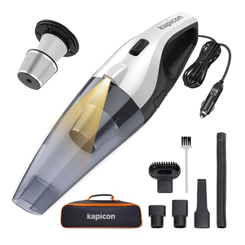 Image of KP-CVC20 High Power Car Vacuum Cleaner | 6000 PA Strong Suction | 12V Portable Handheld Car Vacuum for Deep Cleaning | Wet & Dry, HEPA Filter, Long Cable, Storage Bag - Black