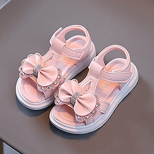 Girls Foam Wide Sandals With Bow Sequins Summer Slip On Shoes - Baby Toddler First Walking Shoes Size 5 for Boys and Girls 9 - Image 2