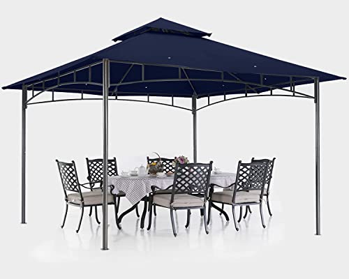 ABCCANOPY 3.35x3.35m Patio Pavillon für Patios Doppeldachweichdach Garten Hinterhof-Pavillon für Schatten und Regen,Navyblau – Bild 4