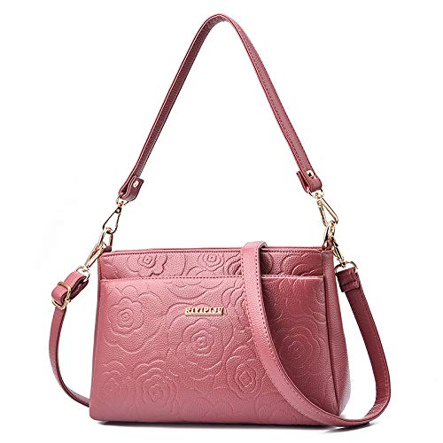 XINSA Sac multifonctionnel mode simple fermeture à glissière polyvalent sac de rangement multicouche sac à main sac de messager dames mode d'âge moyen mère sac à clés en cuir souple petit sac carré Cover