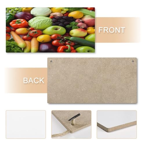 Letrero de madera rústica de frutas y verduras placa colgante rectangular personalizable 6