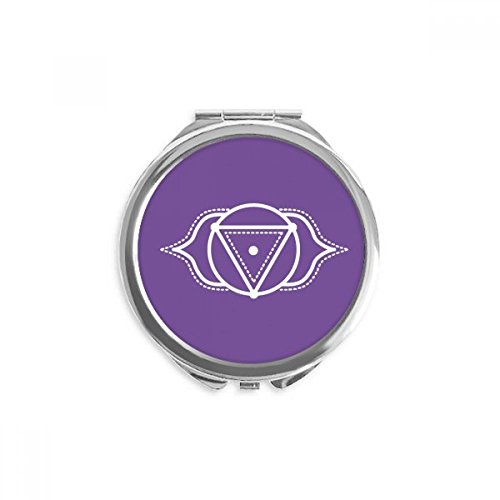 Miroir de poche maquillage portable rond motif totem fleur triangle compact