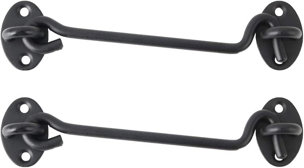 EFARMA Hook Lock,Door Hook, 16 Inch Cabin Hook,Latch Privacy Hooks Door with Screws Lock for Gate Shutters Window Slide Barn Shed Black,2pcs