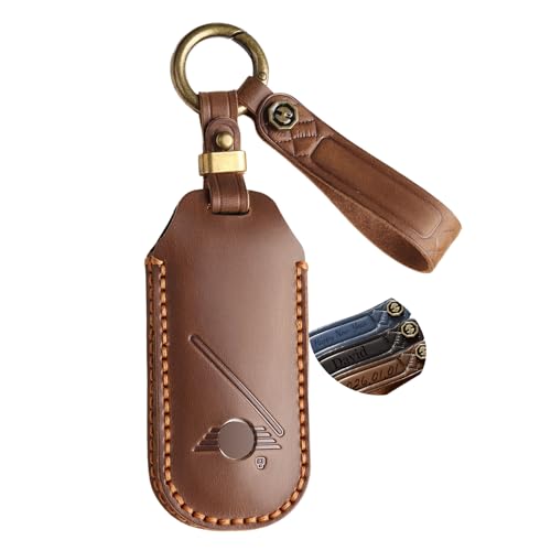Étui clé Mini Cooper personnalisé en cuir marron idée cadeau idéal