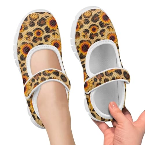 Leopard,Cow Print Toddler Mary Jane Shoes Girls Dress Shoes Breathable School Sneakers for Party,Wedding,Casual Wear3