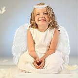 AMOR PRESENT Kids Angel Wings, Angel Feather Wings and Halo Headband Angel Wings for Kids Angel Costume Photo Prop Cosplay