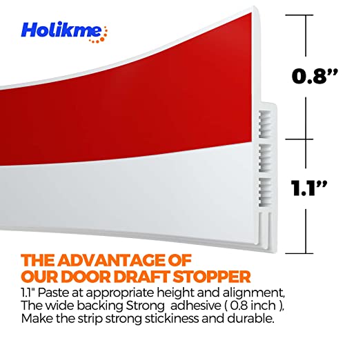 Holikme 2 Door Draft Stopper Under Door Draft Blocker Insulator Door Sweep Weather Stripping Noise Stopper Strong Adhesive White 37" Length #TOP2